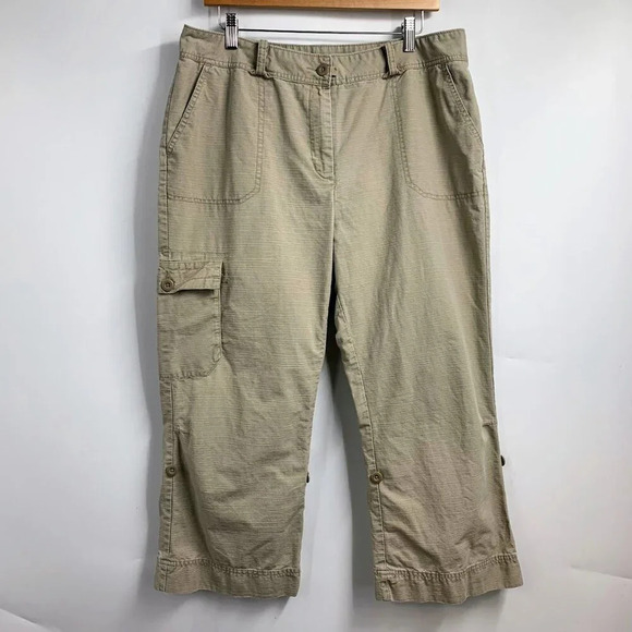 Woolrich Women's Cargo Capri Cotton Roll Up Pants Size‎ 14 - Picture 1 of 12